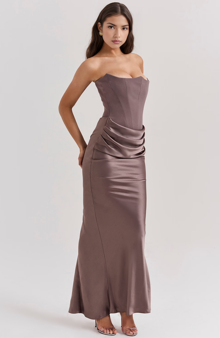Whitney | Women's Formal Strapless Corset Maxi Dress
