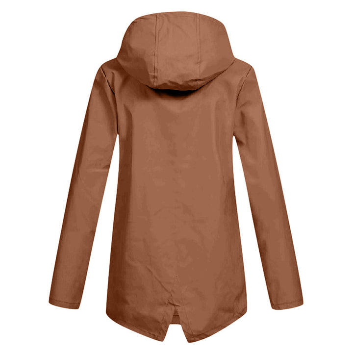 Women's Rain Jacket Hooded Long | Zip Front