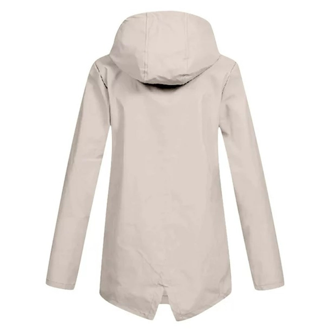 Women's Rain Jacket Hooded Long | Zip Front