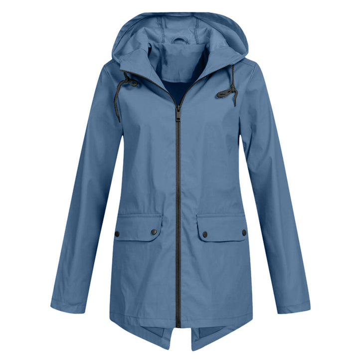 Women's Rain Jacket Hooded Long | Zip Front