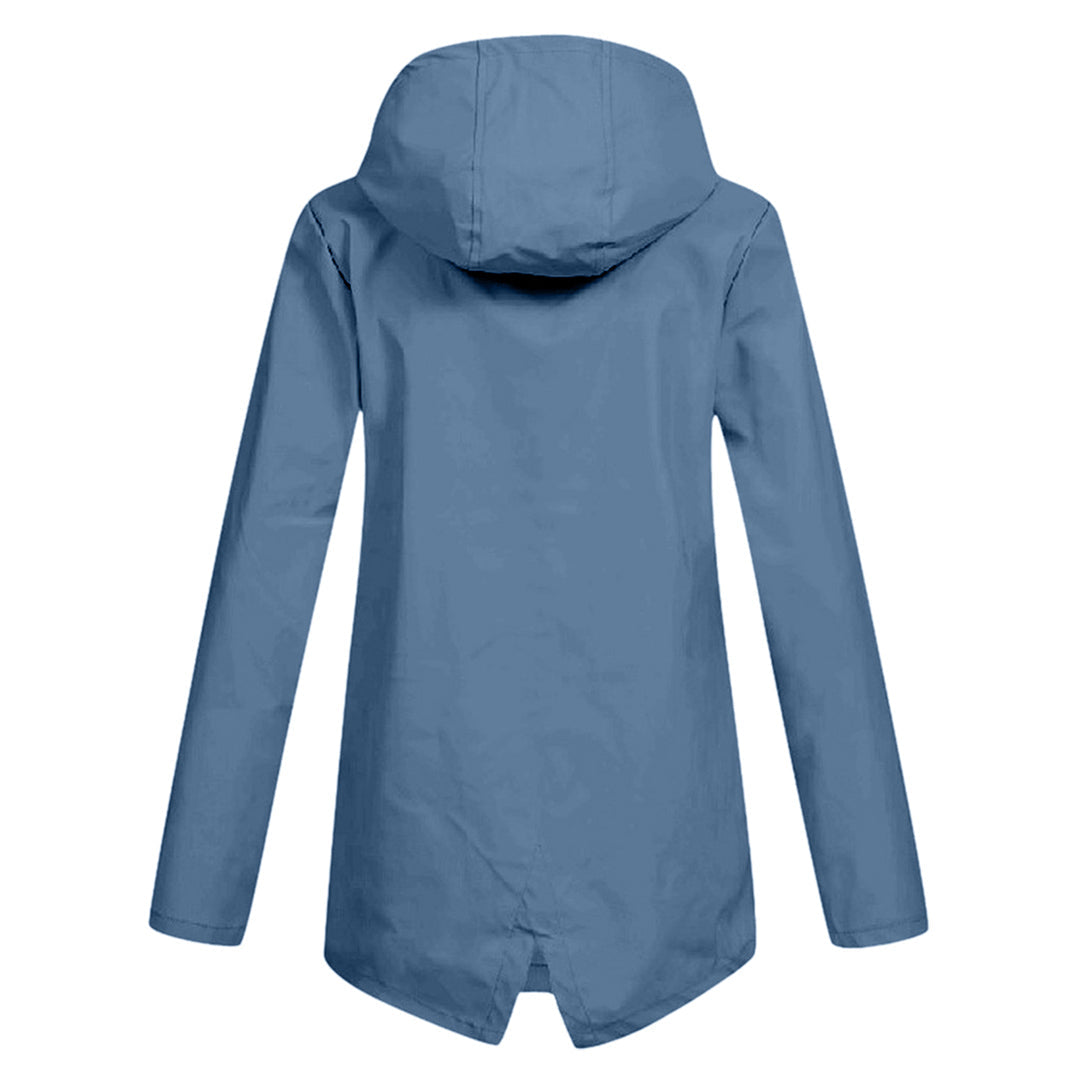 Women's Rain Jacket Hooded Long | Zip Front