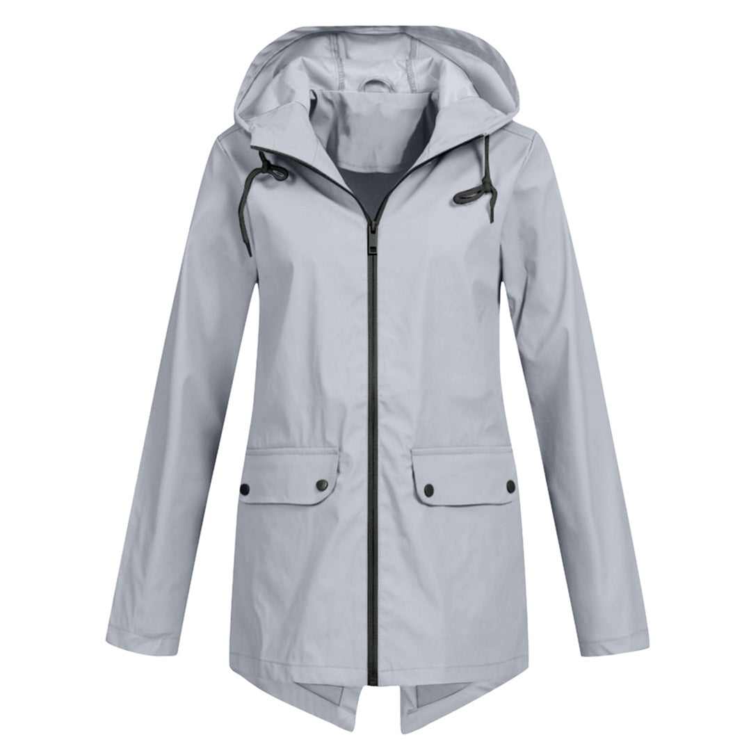 Women's Rain Jacket Hooded Long | Zip Front