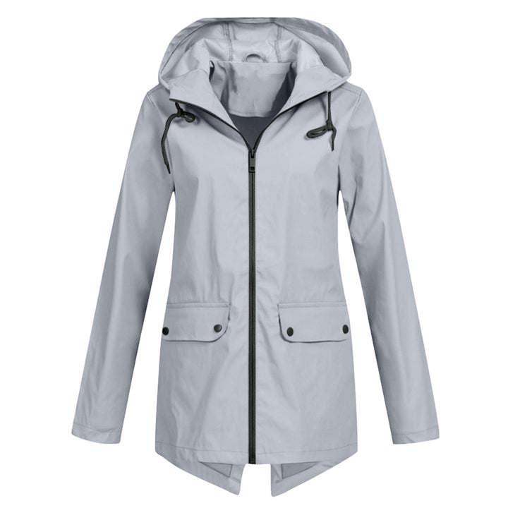 Women's Rain Jacket Hooded Long | Zip Front