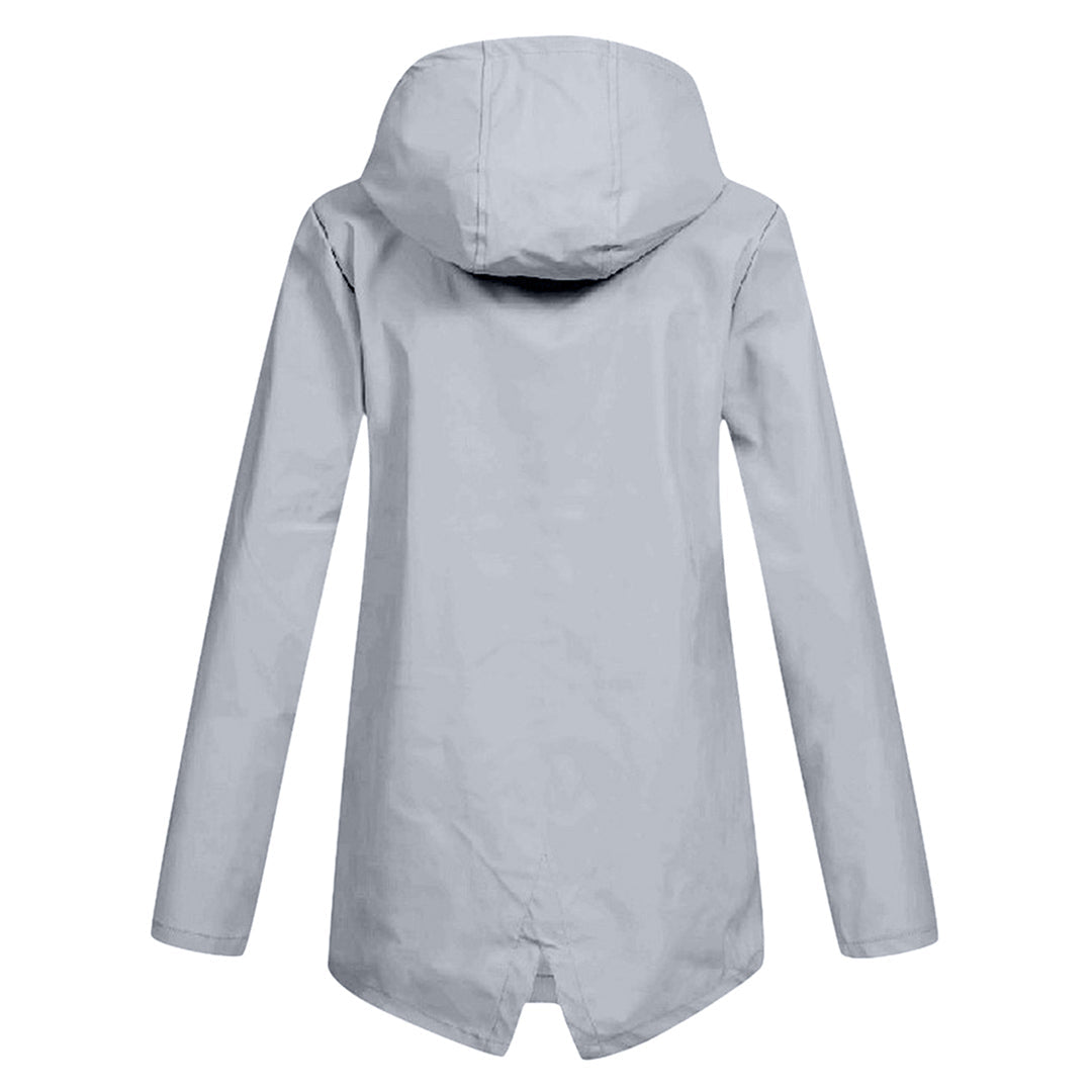 Women's Rain Jacket Hooded Long | Zip Front