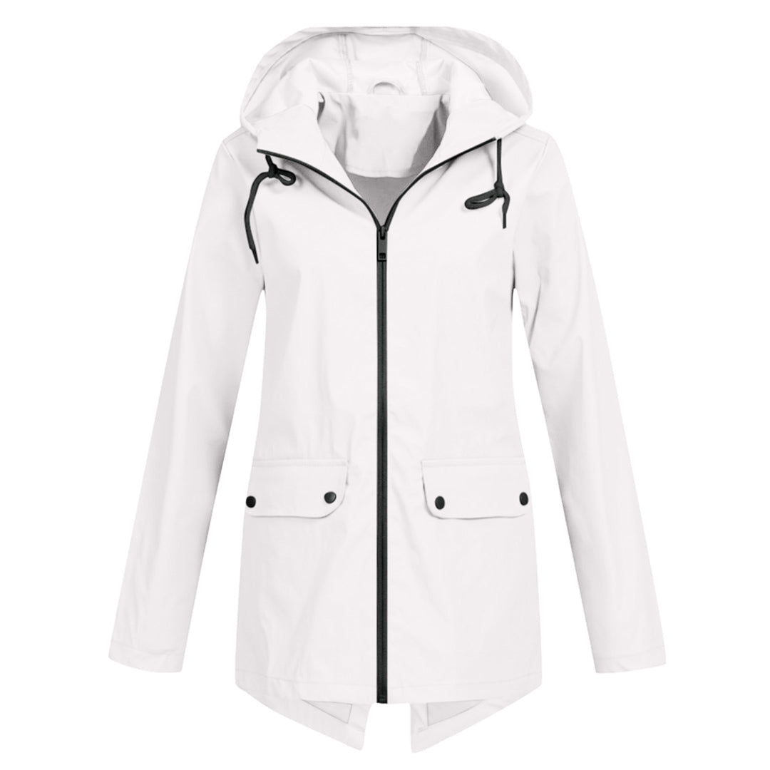 Women's Rain Jacket Hooded Long | Zip Front