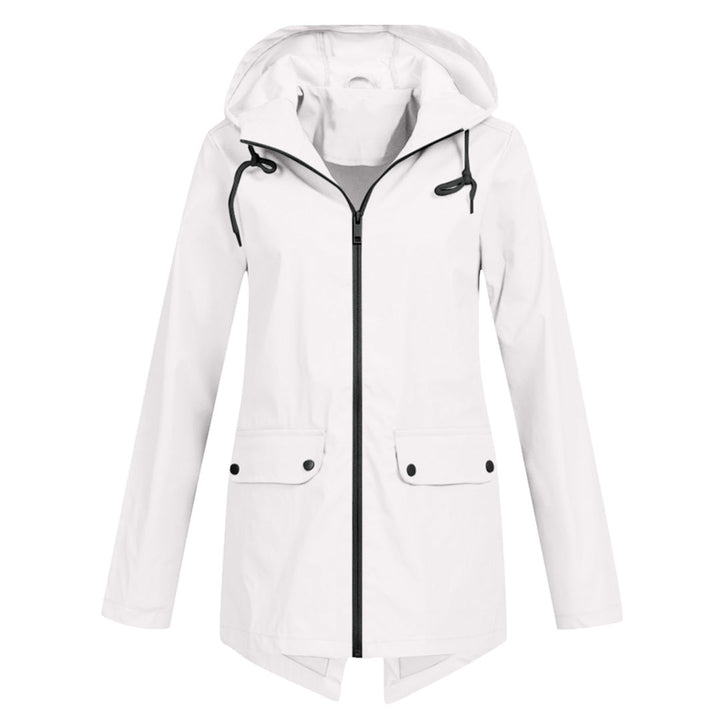 Women's Rain Jacket Hooded Long | Zip Front